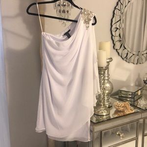 White one shoulder cocktail dress